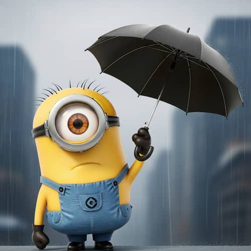 Adorable Minion with Umbrella | Fun Cartoon Character