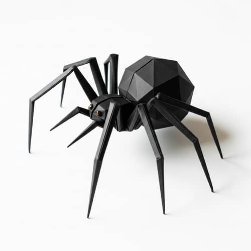 Intricate Origami Spider: Crafted Elegance in Black and White