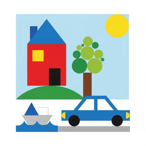 Everyday Objects Created from Basic Geometric Shapes