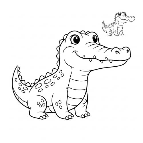 Cute Crocodile Coloring Page for 1-Year-Olds
