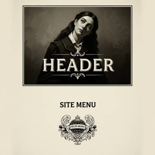 Vintage Digital Painting of Site Header and Menu | Chiaroscuro Lighting & Intricate Details