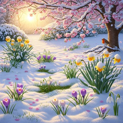 Blooming Garden on an Early Spring Morning