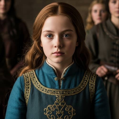 Young Girl with Blue Eyes and Auburn Hair from Middle Ages