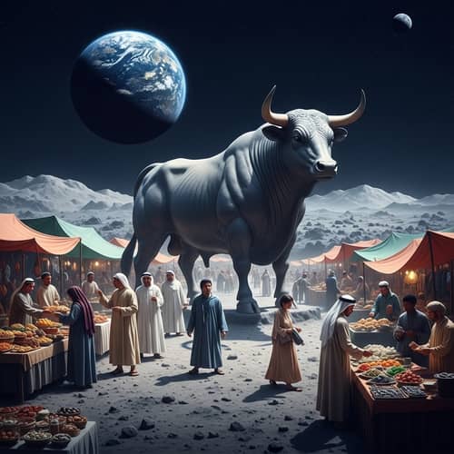 Otherworldly Bull Market on Moon's Rocky Terrain