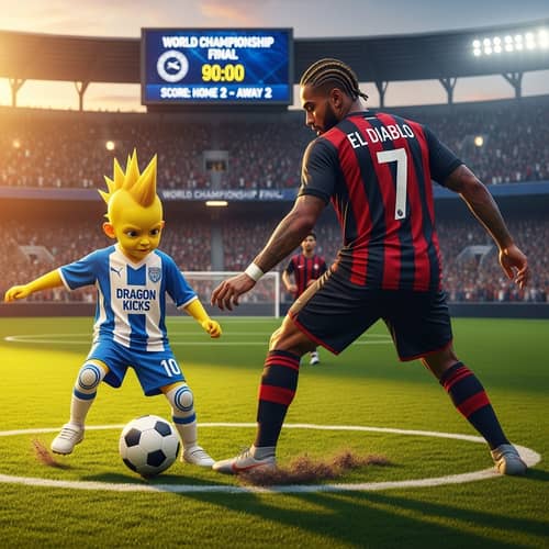Young Rebellious Boy vs Famous Soccer Player in Championship Game