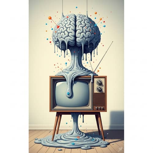 Vintage TV Spewing Information Goo | Mid-Century Living Room Art