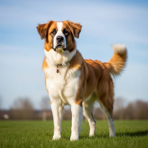 Charming Dog with Bright Eyes | Lush Landscape View
