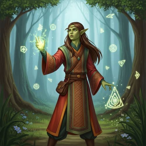 Wood Elf Teen Caster in Tranquil Enchanted Forest | Mage Spells