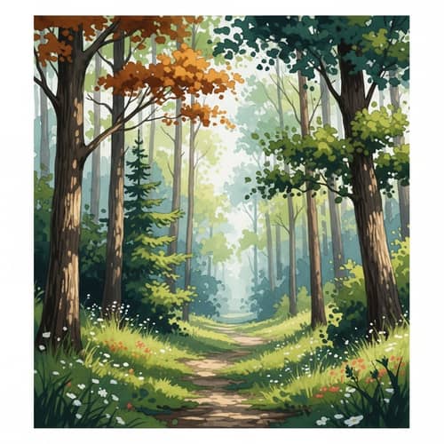 Tranquil Forest Watercolor Art | Nature's Calming Presence