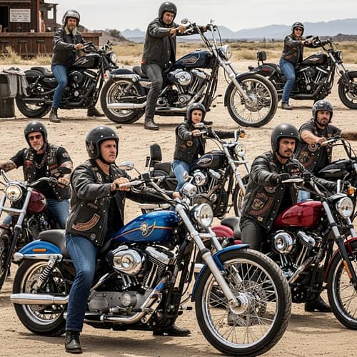 Diverse Group of Tough Bikers | Custom Motorcycles & Rugged Style