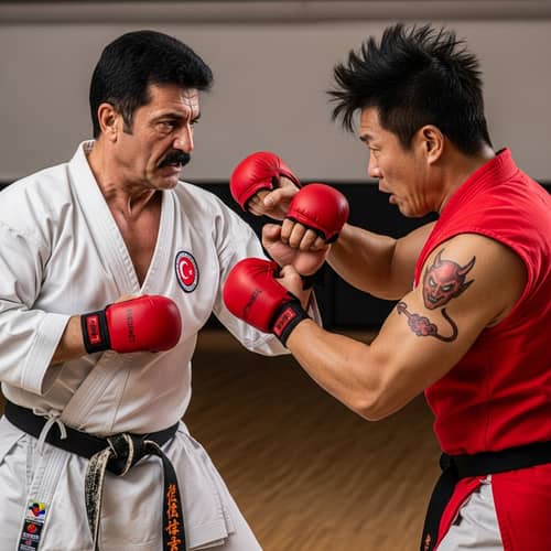 Intense Karate Combat: Turkish vs. East Asian Fighters