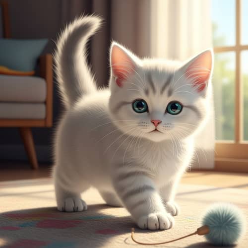 Fluffy Kitten with Soft Fur and Teal Eyes