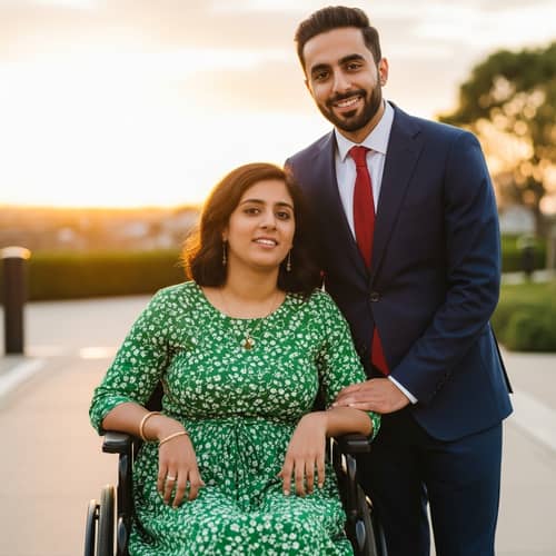 Multicultural Couple Outdoors | Tranquil Sunset Moment