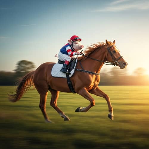 Pig Riding a Horse: Unlikely Animal Duo