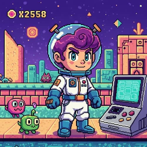 Original 1980s Inspired Nintendo Video Game Character Design 