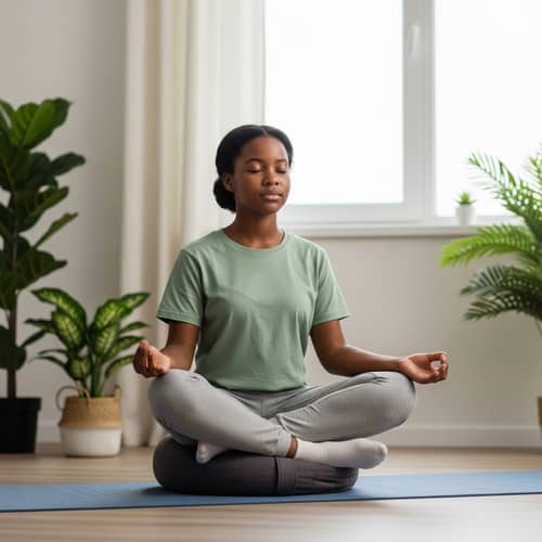 Mindfulness Meditation in Serene Room - Inner Peace and Growth