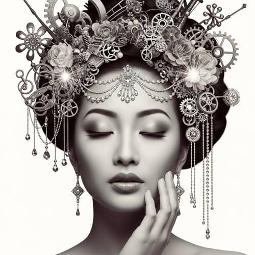 Steampunk-Inspired Victorian Style Portrait in Sepia Monochrome