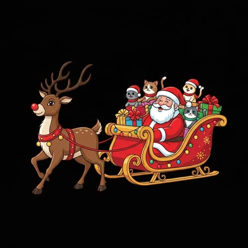 Holiday Reindeer Sleigh Celebration Vector Graphic