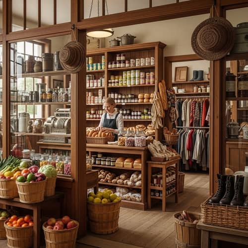 Old-Fashioned General Store with Variety of Goods