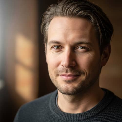 Caucasian Man Portrait with Dark Blonde Hair
