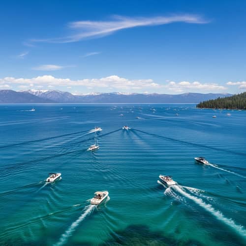 Asymmetrical Balance of Lake Tahoe: Boats & Beauty