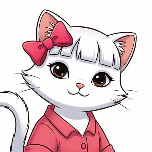 Hello Kitty with Bangs - Cute Cartoon Cat with Pink Bow