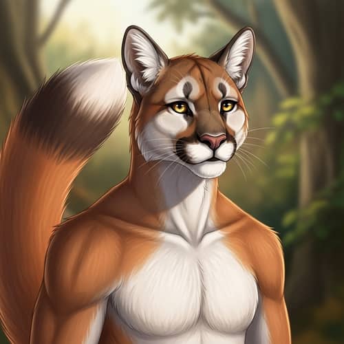 Anthropomorphic Cougar Fox Hybrid Digital Painting