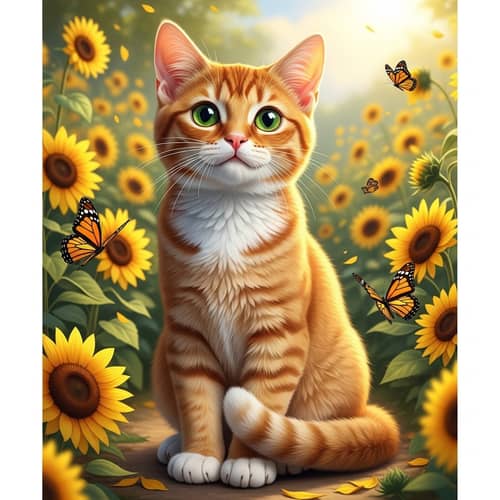 Lively Domesticated Cat with Silky Orange Fur | Playful and Intelligent