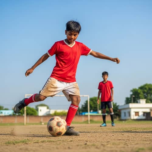 Talented South Asian Boy Playing Football: A Story of Resilience