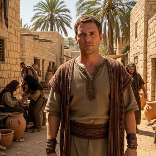 Ancient Israel Scene: Portrait of a Serious 35-Year-Old Caucasian Man