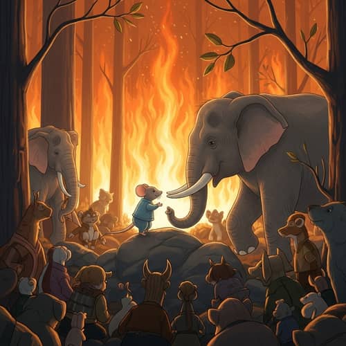 Elephant and Mouse: Unlikely Friendship in the Forest