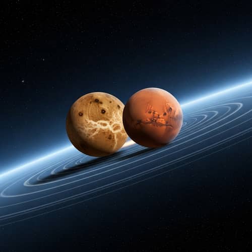 Celestial Dance of Venus and Mars in Solar System