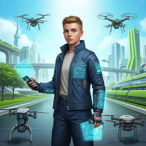 Teenager of the Future in High-Tech Environment
