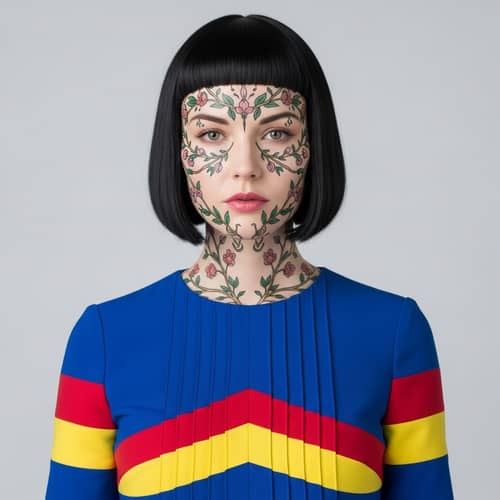 Realistic Snow White with Intricate Facial Tattoos