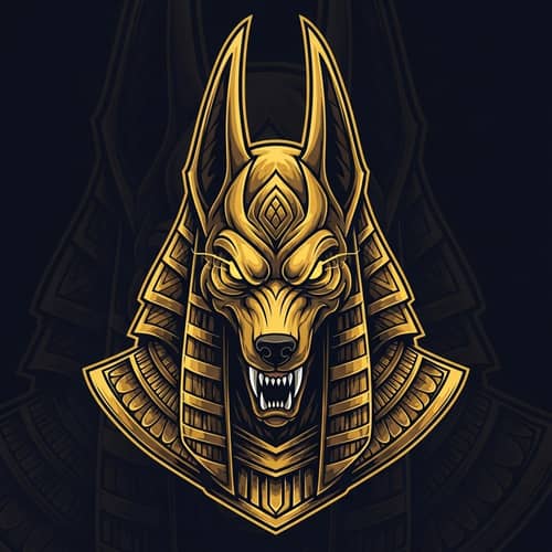 Golden Anubis Mythological God Logo