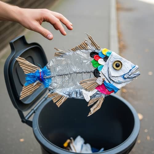 Unique Art Display: Trash Fish Cycle