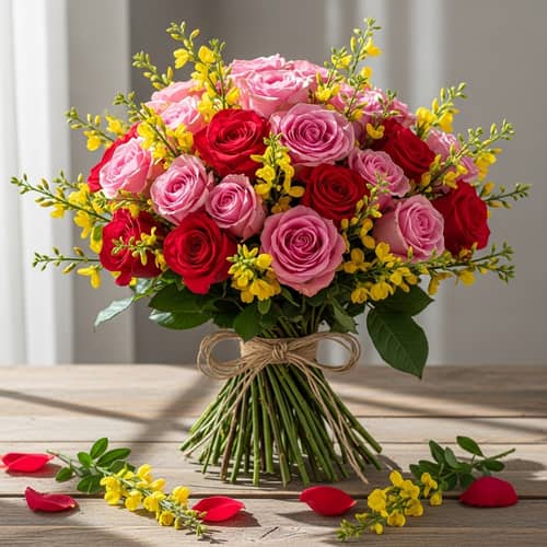 Roses and Brooms Bouquet | Floral Arrangement
