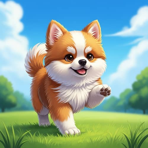 Adorable Fluffy Dog Illustration | Playful and Energetic Pet