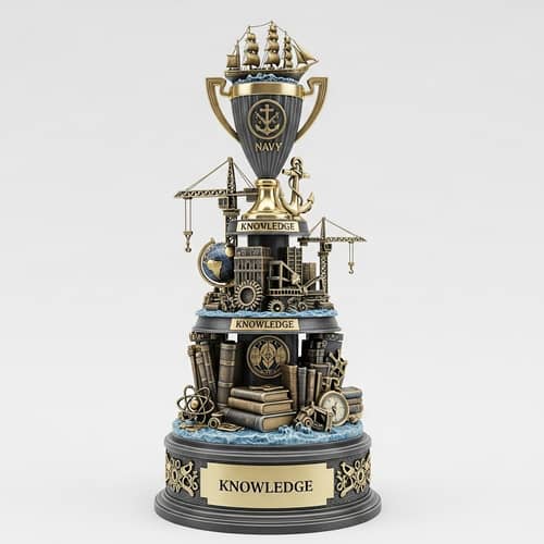 Intricately Designed Trophy Uniting Knowledge, Construction & Navy