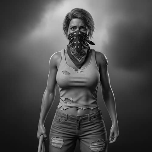 Latina Woman in Mid-Thirties: Scared Expression in Farmhand Setting