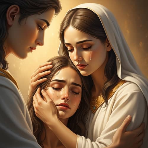 Jesus Comforting a Crying Model - Divine Connection Art