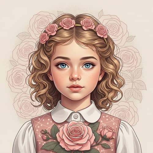 Curly Blond Girl with Blue Eyes on Beige Background | Enchanting Beauty