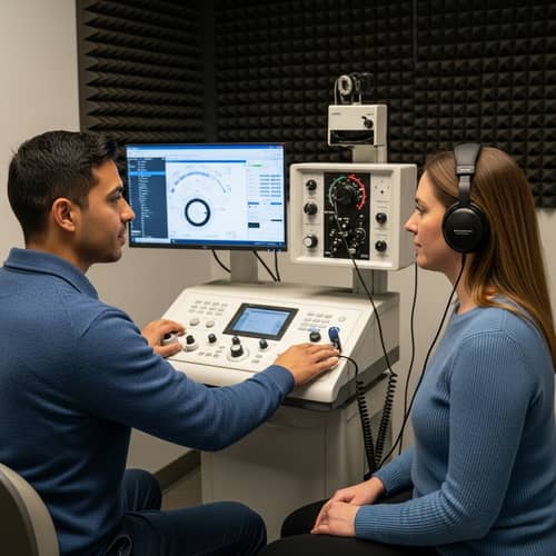 Professional Audiology Testing Room Illustration