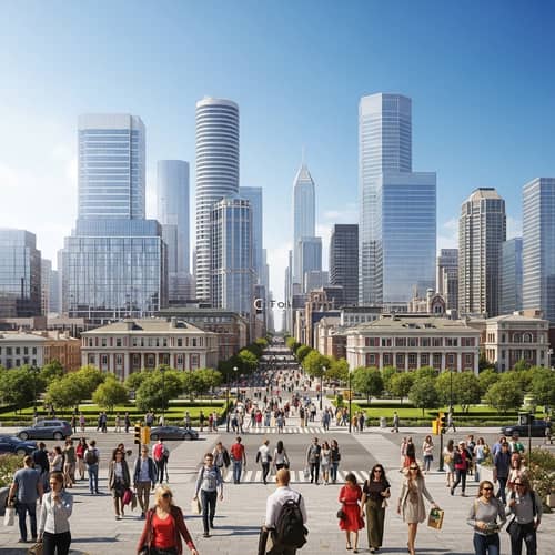 Panoramic Cityscape View - Modern and Traditional Architecture