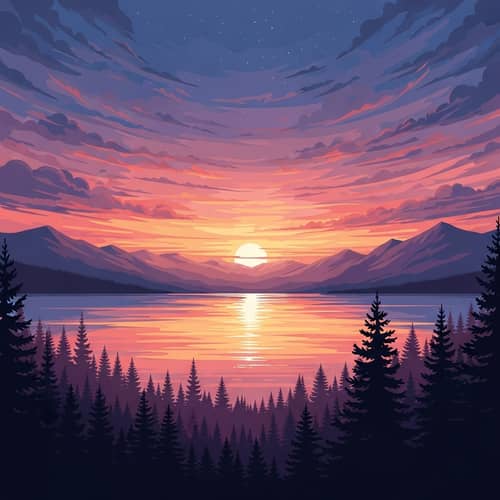 Tranquil Morning Sky Digital Illustration