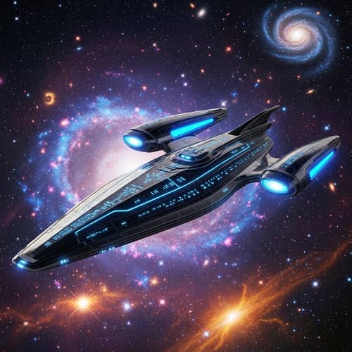 Futuristic Spaceship in Stellar Cosmos | Advanced Technology Design