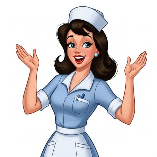 Joyful Female Nurse | Classic Animation Style