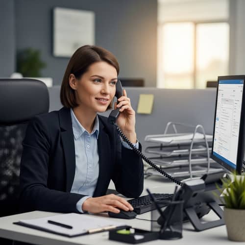 Professional Caucasian Female Customer Care Executive in Office Setting
