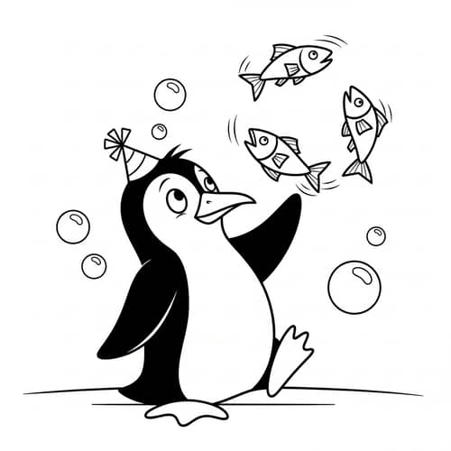 Humorous Penguin Coloring Page for Kids | Classic Illustration