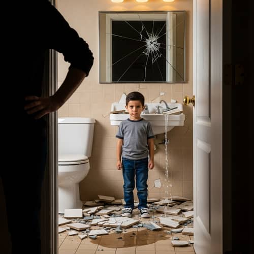 Mischievous Hispanic Child Causes Bathroom Havoc | Caught in the Act